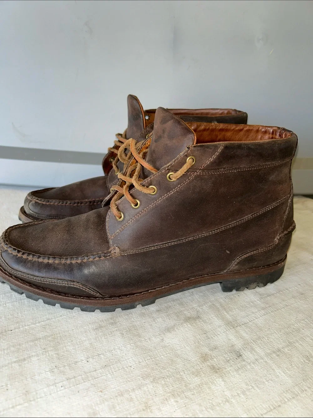 Lands' End Brown Leather Chukka Boots with Moc Toe
